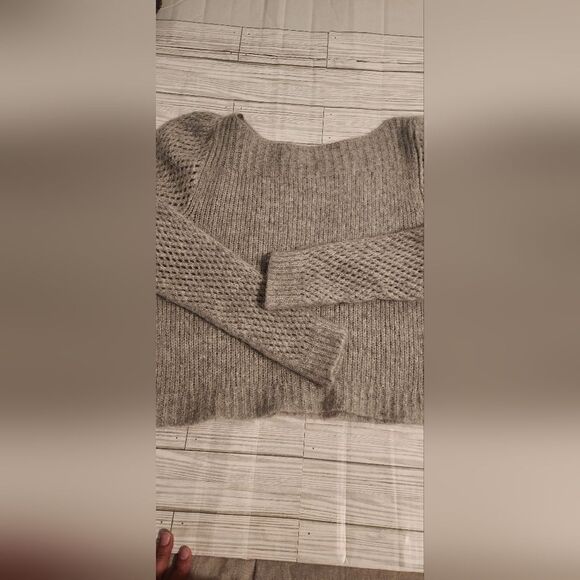 LoveShackFancy Rosie Pullover Gray Sweater Puffer Sleeve Size Medium - Picture 13 of 15